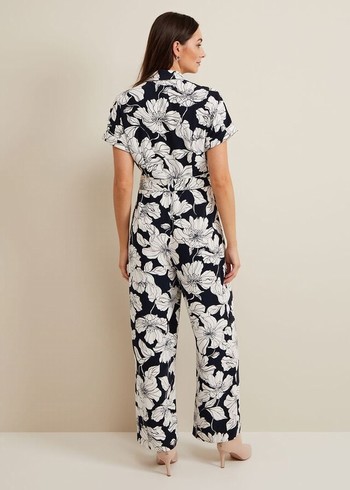 Phase Eight Constance Floral Dress Navy/White Australia | VE7129046